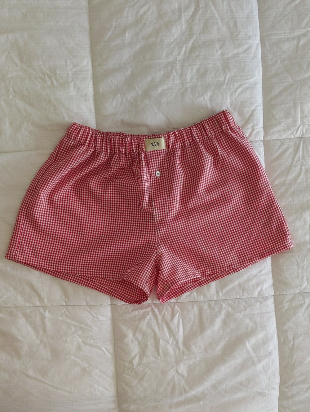 Oddli classic boxers shorts in red and white gingham - S/M